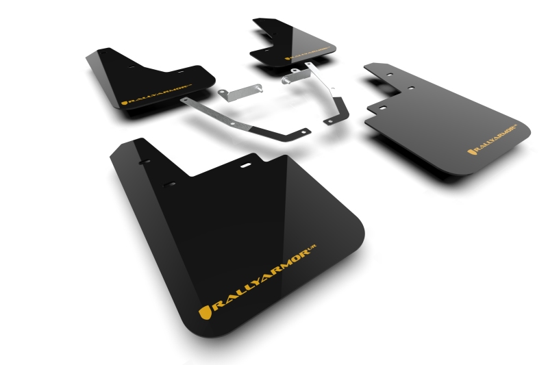 Subaru XV Crosstrek Mud Flaps - Rally Armor - UR Black Flap with Wild-Orange Logo - Black - `24-`25